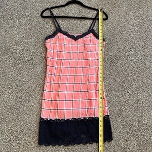 Aerie Babydoll Top S Navy Lace Cami Y2K Romantic Dainty Retro Plaid Long
